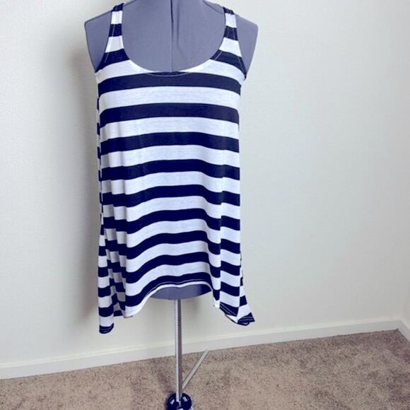 Trendy Gal Large Black Stripe Hi-Lo Tunic Top Mini Dress - Picture 4 of 5